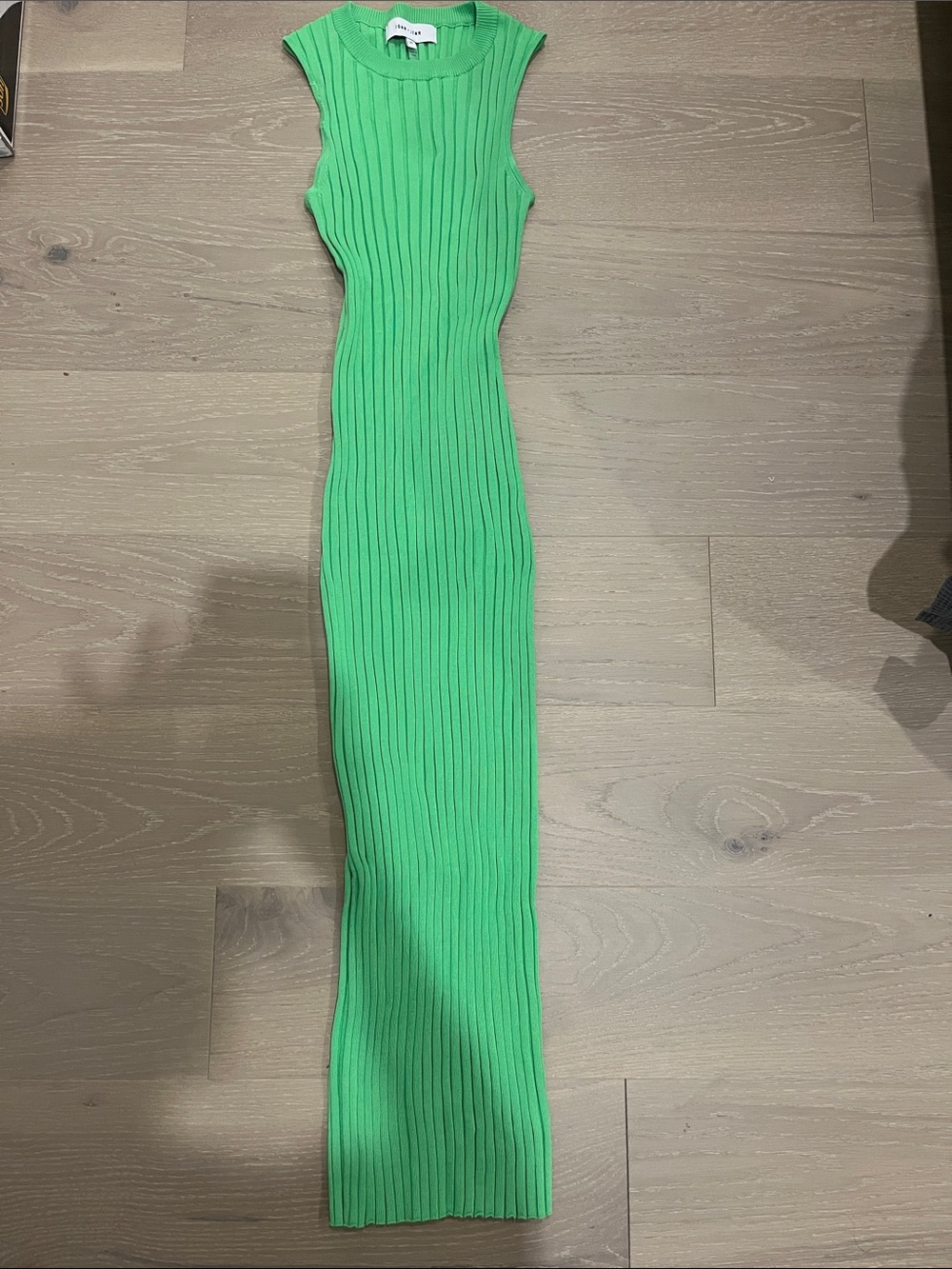 John + Jenn Sleeveless Ribbed Midi Dress in Neon Green